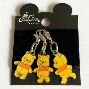 Vintage Winnie The Pooh Charms Disney Purse Zipper Pull Bracelet Clip On